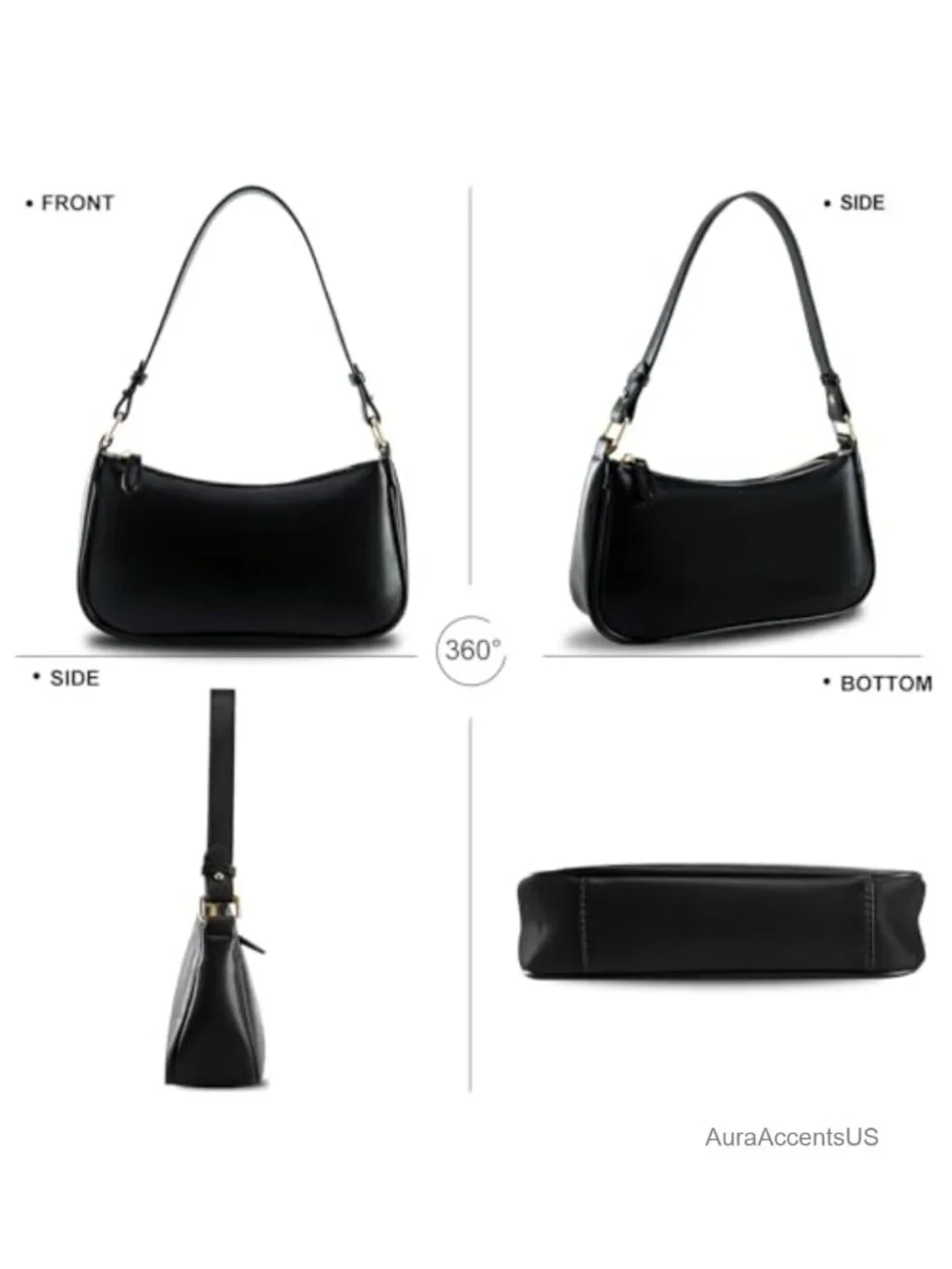 Faux Leather Hobo Sling Tote Handbag Retro Purse Crossbody with Removable